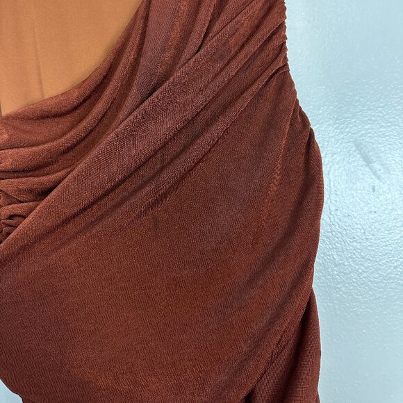 KATIE MAY Arya Twist Waist Asymmetric Neck Gown in Auburn Size Medium - Picture 5 of 12